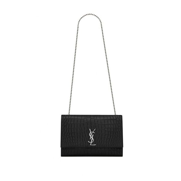 Large Kate Bag In Black Crocodile L