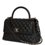 Small Coco Handle Flap Bag Black Caviar Light Gold Hardware