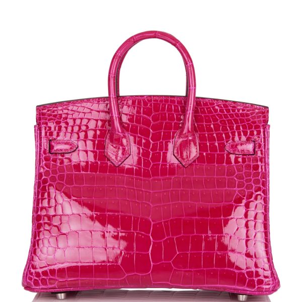 HE&&ME Birkin 25 Rose Mexico Shiny Porosus Crocodile Palladium Hardware