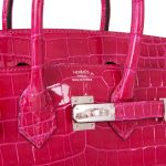 HE&&ME Birkin 25 Rose Mexico Shiny Porosus Crocodile Palladium Hardware