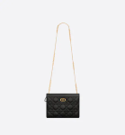 DI&&OR CARO ZIPPED POUCH WITH CHAIN Black