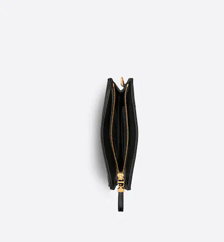 DI&&OR CARO ZIPPED POUCH WITH CHAIN Black