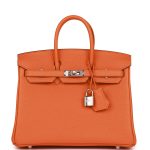 HE&&ME Birkin 25 Orange Togo Palladium Hardware