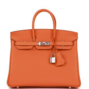 HE&&ME Birkin 25 Orange Togo Palladium Hardware