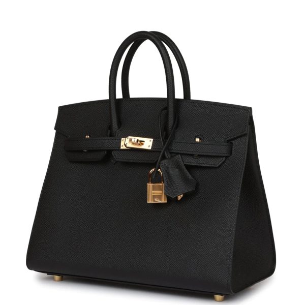 Hermès Birkin Sellier 25 Black Epsom Gold Hardware