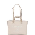 Small Deauville Shopping Bag White Boucle Light Gold Hardware