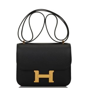 HE&&ME Constance Bag 18 Black Epsom Gold Hardware