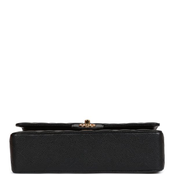 Medium Classic Double Flap Bag Black Caviar Gold Hardware