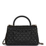 Small Coco Handle Flap Bag Black Caviar Light Gold Hardware