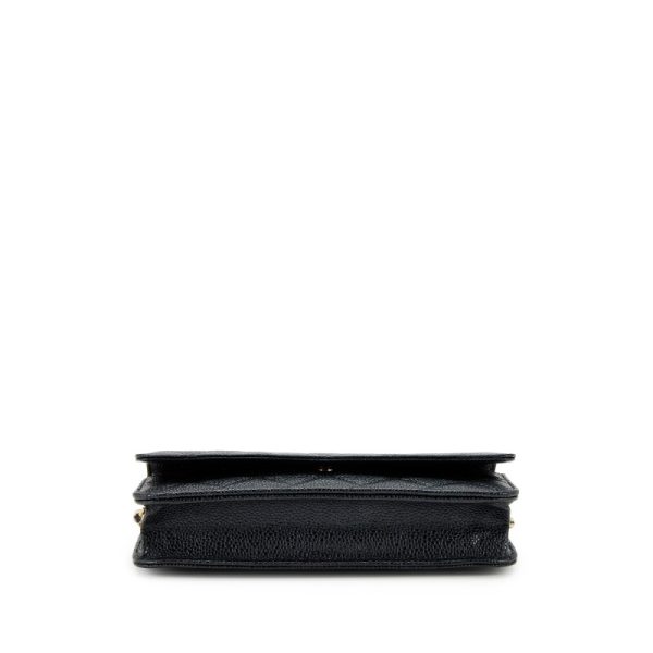 Black Quilted Caviar Wallet on Chain Gold Hardware