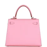 Hermès Kelly Sellier 25 Rose Confetti Epsom Palladium Hardware