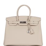 HE&&ME Birkin 35 Craie Togo Palladium Hardware