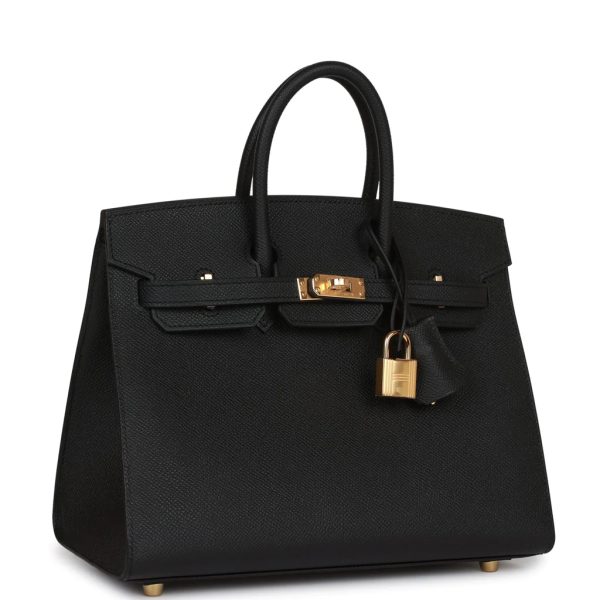 Hermès Birkin Sellier 25 Black Epsom Gold Hardware