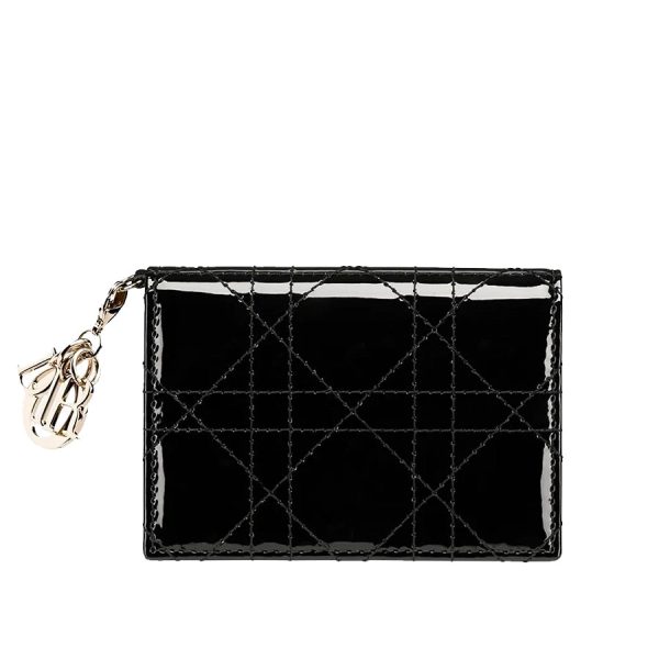 DI&&OR Lady DI&&OR Flap Card Holder in Black Patent