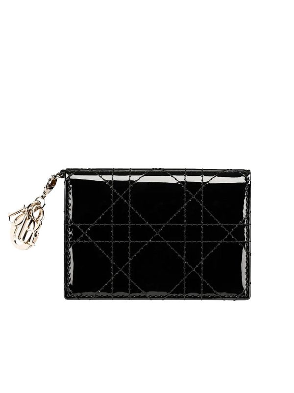 DI&&OR Lady DI&&OR Flap Card Holder in Black Patent