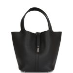 Hermès Black Clemence Picotin Lock 22cm Palladium Hardware