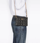 DI&&OR CARO ZIPPED POUCH WITH CHAIN Black