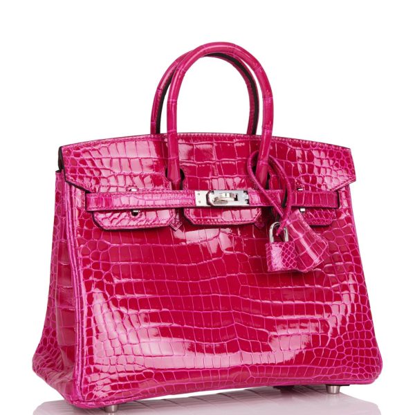 HE&&ME Birkin 25 Rose Mexico Shiny Porosus Crocodile Palladium Hardware