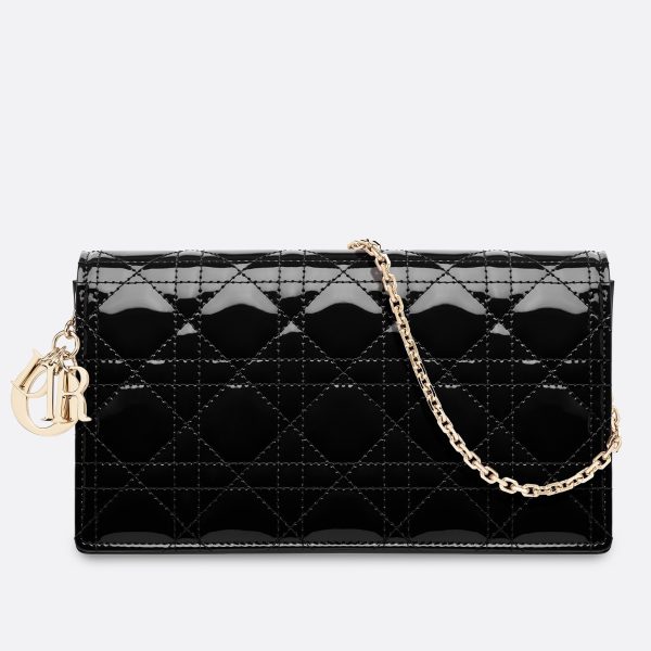 DI&&OR Lady DI&&OR Clutch With Chain In Black Patent