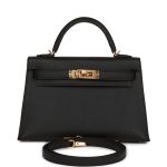 Hermès Kelly Sellier 20 Black Epsom Gold Hardware