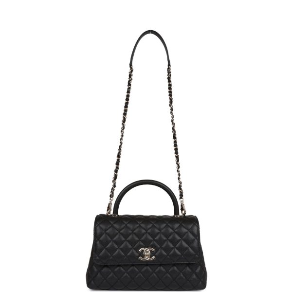 Small Coco Handle Flap Bag Black Caviar Light Gold Hardware