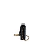 Black Quilted Caviar Wallet on Chain Gold Hardware