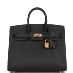 HE&&ME Birkin Sellier 25 Black Epsom Gold Hardware