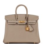 Hermès Special Order (HSS) Birkin 25 Gris Tourterelle Verso Chevre Brushed Gold Hardware