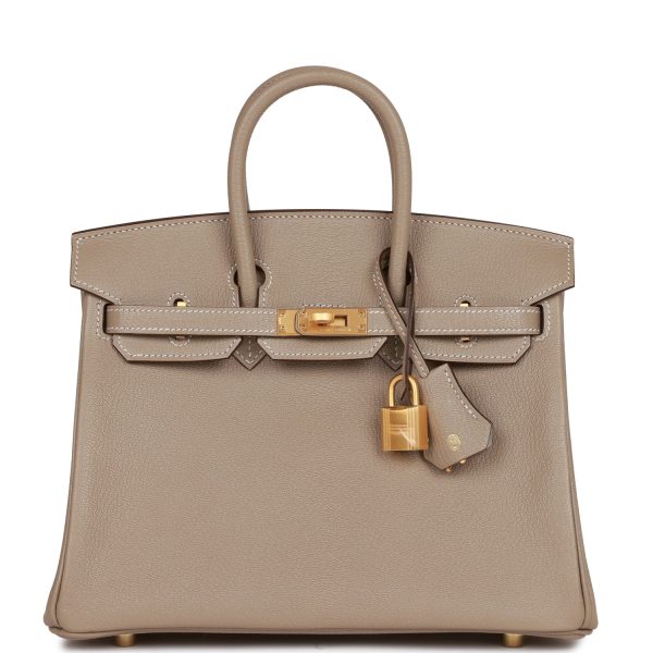 Hermès Special Order (HSS) Birkin 25 Gris Tourterelle Verso Chevre Brushed Gold Hardware