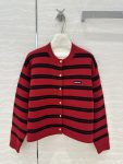 Red striped cardigan