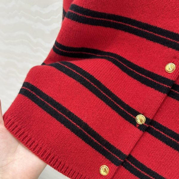 Red striped cardigan