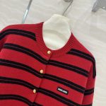 Red striped cardigan