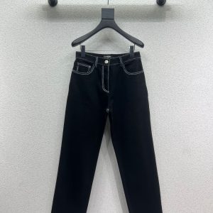 Chanel style ski series thick straight denim trousers